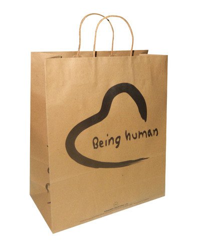 paper bags BeingHuman Style Brown Kraft Paper Bags with Print - 10x4x12 Inches