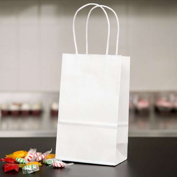 777445 White Small Paper Bags with Twisted Handles | 5*3*8 IN