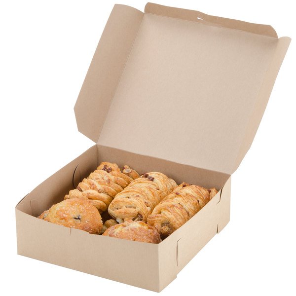 888951 Cake Box - 9" x 9" x 3" Kraft Cake / Bakery Box