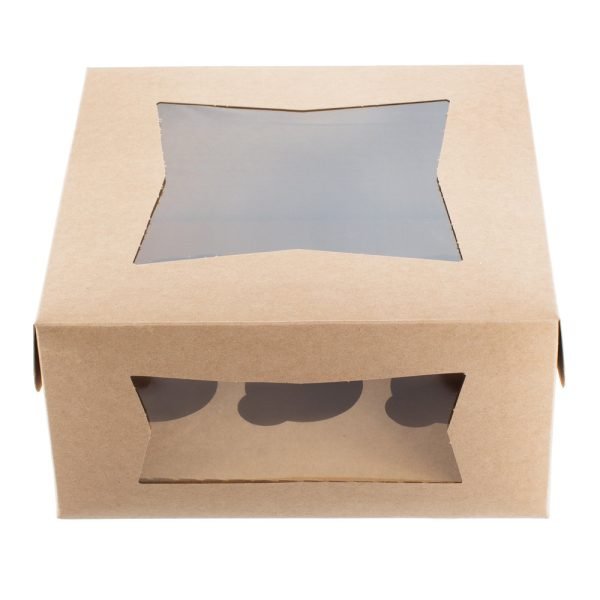 Cupcake 1668867 Economy 6 Cupcake 10" x 10" x 5" Kraft Window Cupcake Box with 6 slot Insert