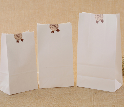 White Bread Paper Bags White White Bakery Paper Bags | Fine Kraft Paper Bags Food | 7x4.5x12.5 IN
